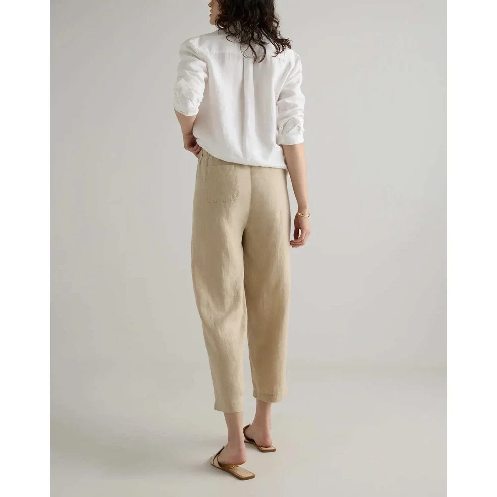 Quince 100% European Linen Pants‎ Driftwood Size Medium Tan Beige Lagenlook